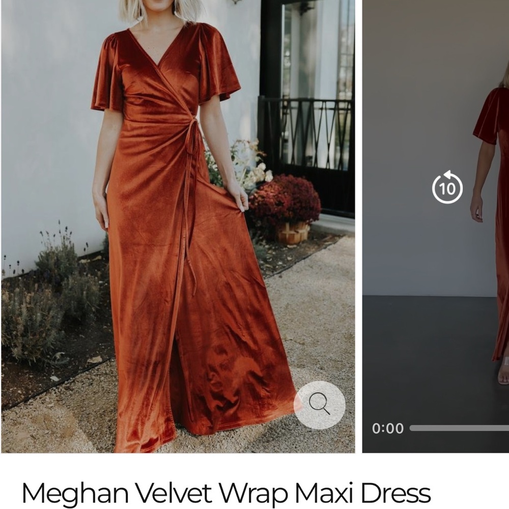 Baltic Born Meghan Velvet Wrap Maxi Dress in Rust size Large